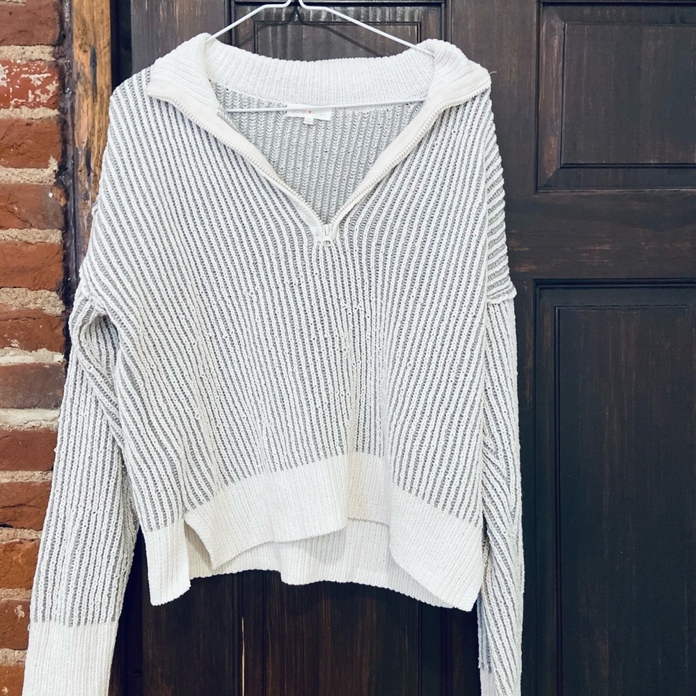 Cozy , Extremely SOFT! StripedSweater - Gray and Cream. Never worn.